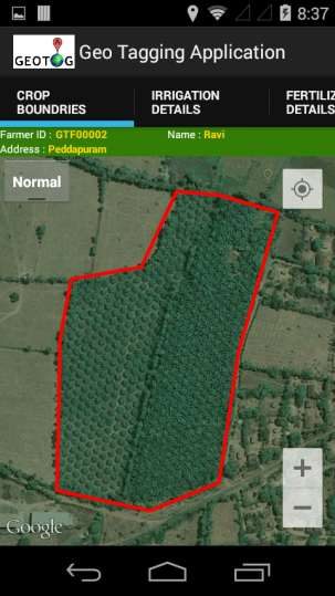 iAgro-GeoTag boundary geo-tagging screen