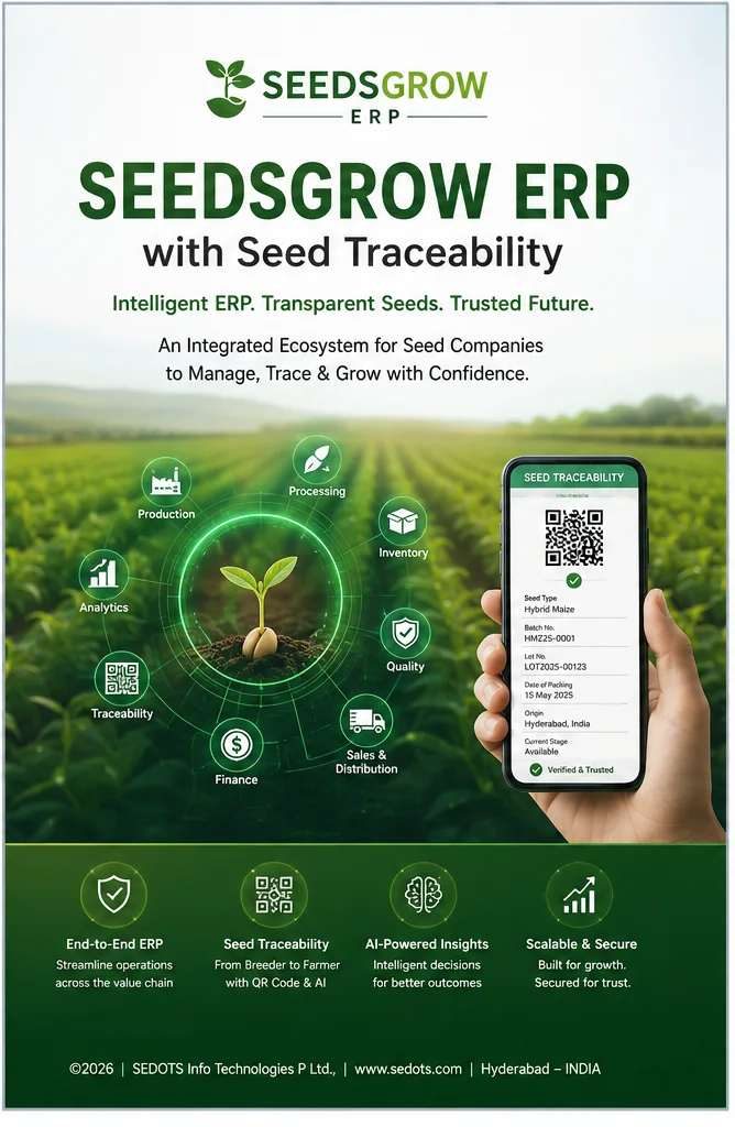 SEEDSGROW ERP with Seed Traceability poster